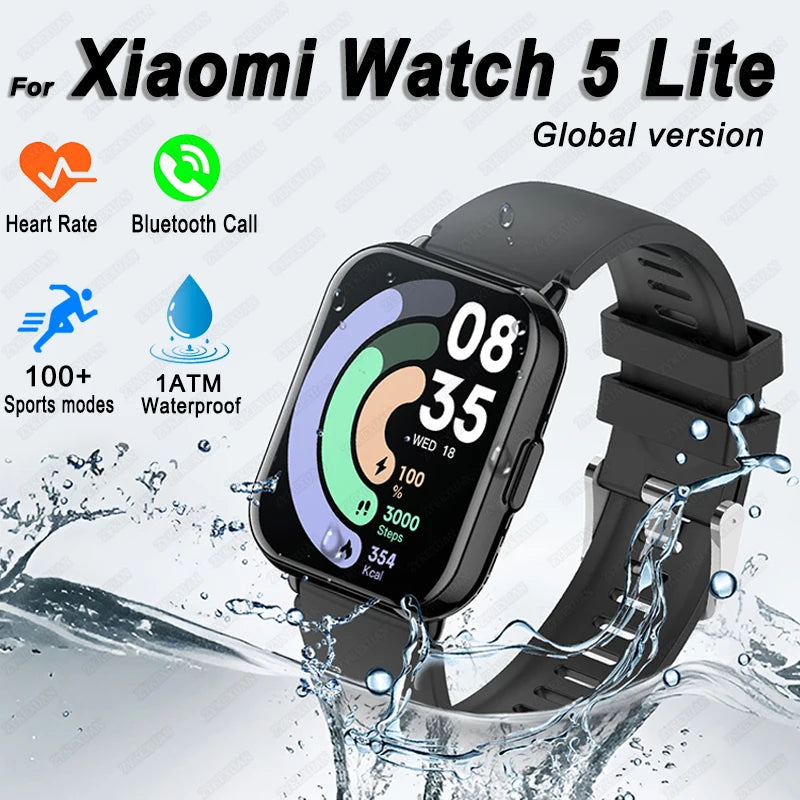 Edição global para Xiaomi Watch 5 Lite Masculino/Feminino Tela HD 100+ Modo esportivo Frequência cardíaca HD Chamada Bluetooth Relógio inteligente à prova d'água