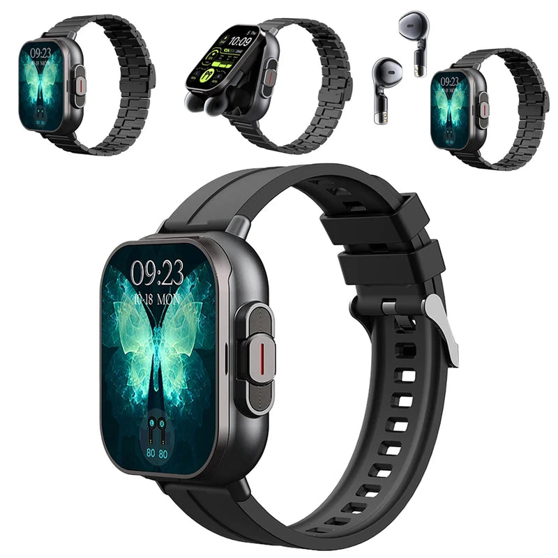 TWS 2 em 1 Smart Sports Watch sem fio Bluetooth Headset Calling Health Monitor Fitness Record Relógios com fone de ouvido